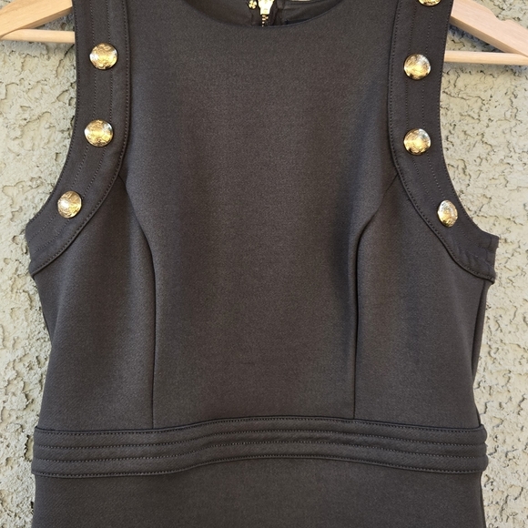 WHBM Army Green Scuba Luxe Gold Button Sheath Dress - Picture 3 of 11